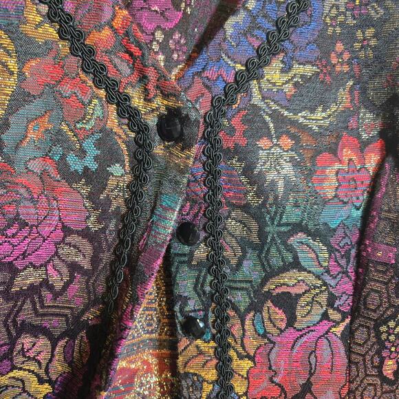 Vtg Cachet by Bari Protas Brocade Jacket Cropped Artsy 11/12 Floral Retro - Picture 4 of 6